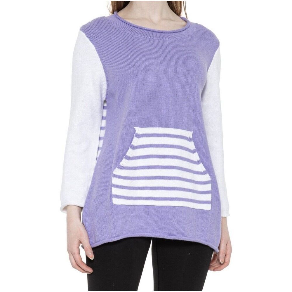 Neon BuddWomen's Cotton Purple weater 3/4 Sleeve Size XL Pocket  Round Neck  New